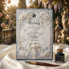 Invitación Classical Rococo Arch Angel & Swans Wedding 