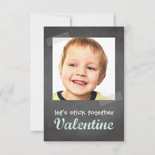 Invitación Classroom valentine exchange foto azul (Anverso)