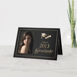 Invitación Classy Black and Gold 2013 Graduate Photo Invite