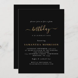 Invitación Classy Black Gold Cualquier cumpleaños de edad