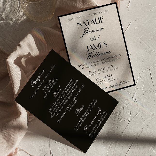Invitación Classy Black White Old Money All In  One Wedding (Subido por el creador)