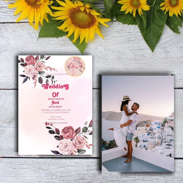 INVITACIÓN CLASSY BOHO PINK FLORAL BODA (Subido por el creador)