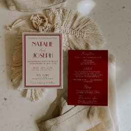 Invitación Classy Burgundy Ivory Old Money All In One Wedding
