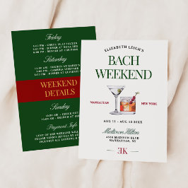 Invitación Classy Cocktail Green & Red Bachelorette Weekend