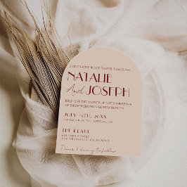 Invitación Classy Deep Red Blue Whimsical Modern Arch Wedding