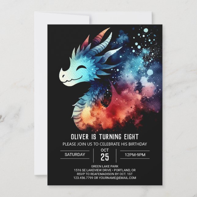 Invitación Classy Dragon Birthday Digital (Anverso)