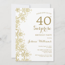 Invitación Classy Gold Damask 40 Birthday Surprise