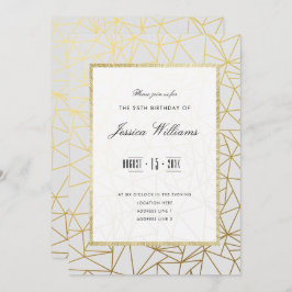 Invitación Classy Gold & White 25th Birthday Party