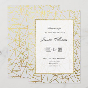 Invitación Classy Gold & White 25th Birthday Party