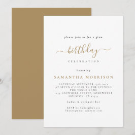 Invitación Classy Gold White Cualquier Cumpleaños de Edad