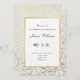 Invitación Classy Gold & White Surprise Fiesta de 50 cumpleañ