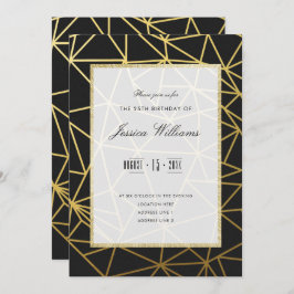 Invitación Classy Gold y Black 25th Birthday Party