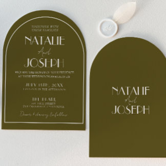 Invitación Classy Grasslands Old Money Retro Arched Wedding