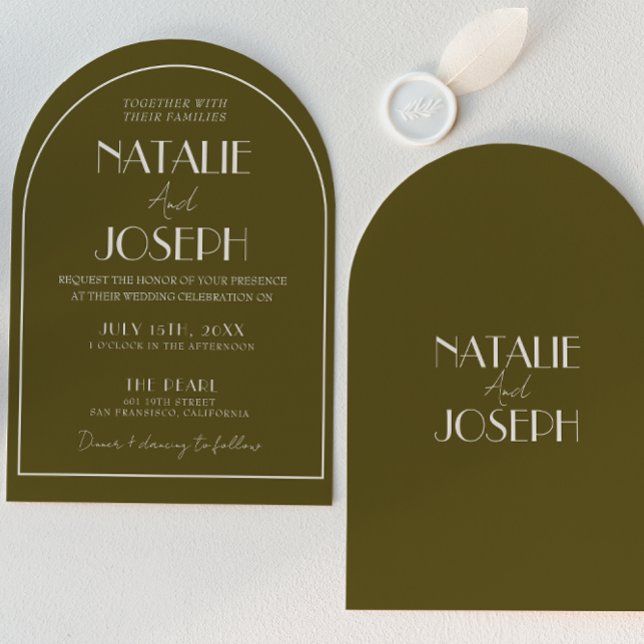 Invitación Classy Grasslands Old Money Retro Arched Wedding (Subido por el creador)