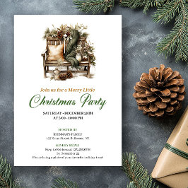 Invitación Classy Green And Gold Christmas Nook Party Invite