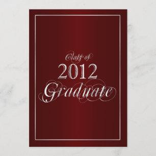 Invitación Classy Maroon and Silver 2012 Graduate Invitation