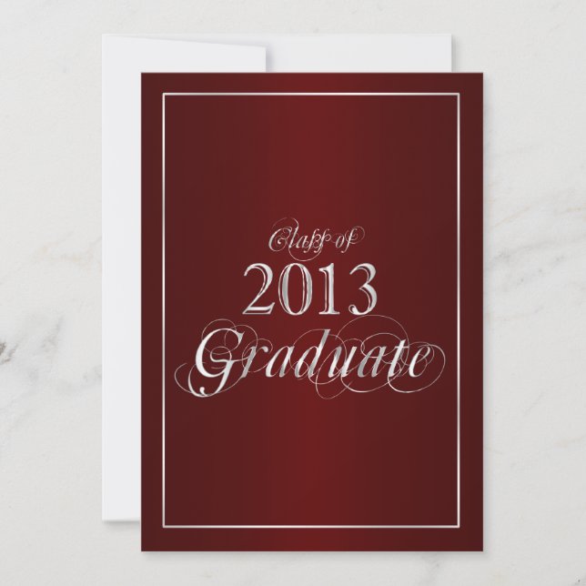 Invitación Classy Maroon and Silver 2013 Graduate Invitation (Anverso)