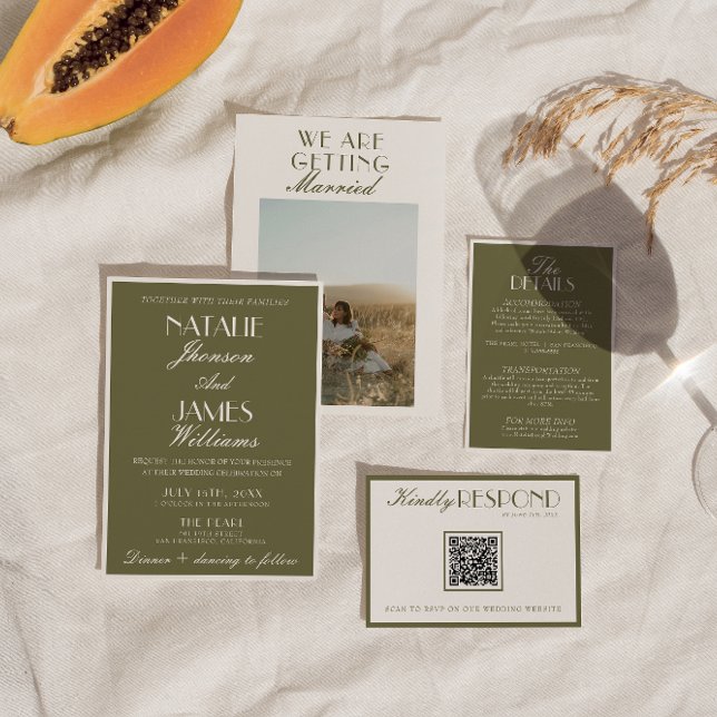 Invitación Classy Old Money Olive Green Luxury Wedding (Subido por el creador)