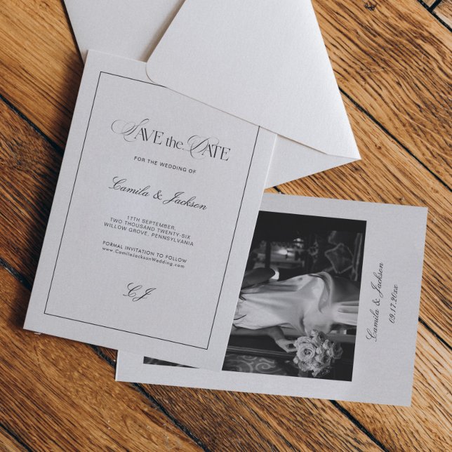 Invitación Classy Old Money Wedding Save the Date Photo (Subido por el creador)