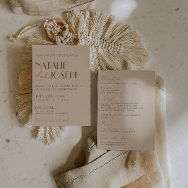 Invitación Classy Olive Green Fancy Retro All In One Wedding