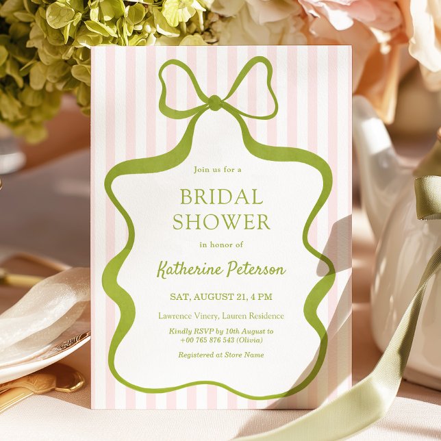 Invitación Classy Pink & Sage Bridal Shower Invitation (Subido por el creador)