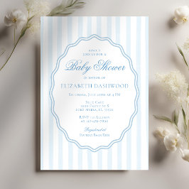 Invitación Classy Preppy Stripes Wavy Frame Coast Baby Shower