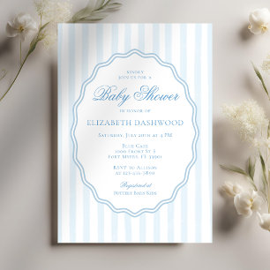 Invitación Classy Preppy Stripes Wavy Frame Coast Baby Shower