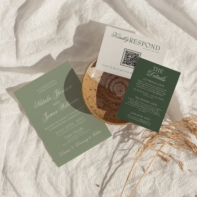 Invitación Classy Sage Green Luxury Boho Modern Wedding (Subido por el creador)