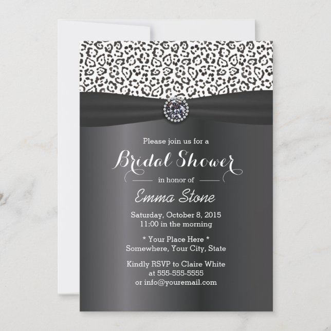 Invitación Classy Snow Leopard Print Pattern Ducha de novias (Anverso)