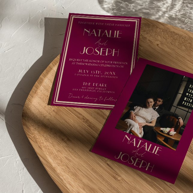 Invitación Classy Wine Old Money Luxury Retro Photo Wedding (Subido por el creador)