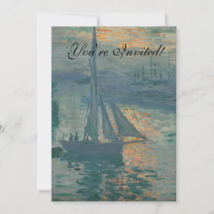 Invitación Claude Monet Amanecer Marino Barco de Vela Impresi