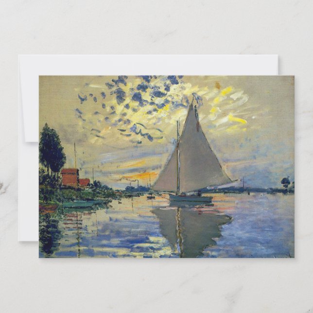 Invitación Claude Monet - Barco de vela en Le Petit-Gennevill (Anverso)