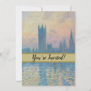 Invitación Claude Monet Casas del Parlamento Puesta de sol