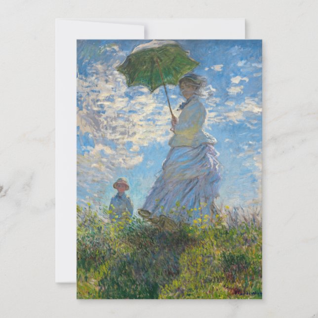 Invitación Claude Monet - El paseo, mujer con sombrilla (Anverso)