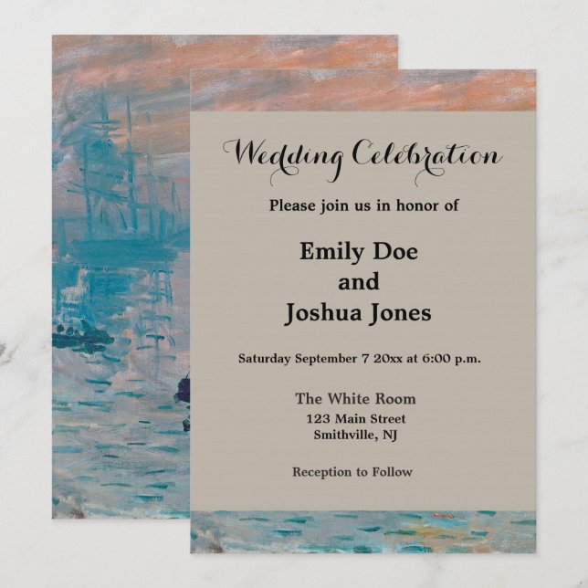 Invitación Claude Monet Impression Sunrise French (Anverso / Reverso)