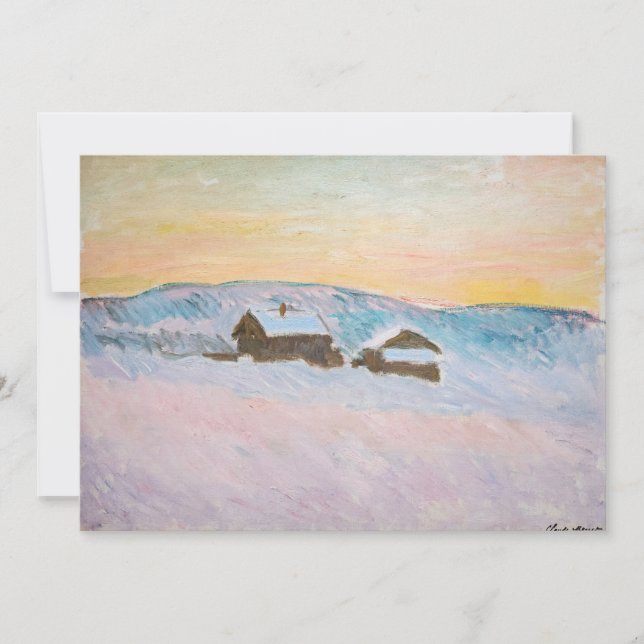 Invitación Claude Monet - Paisaje noruego, casas azules (Anverso)