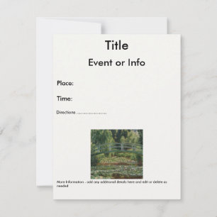 Invitación Claude Monet, puente japonés de fútbol y piscina d