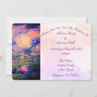 Invitación Claude Monet Vintage Water Lilies Boda