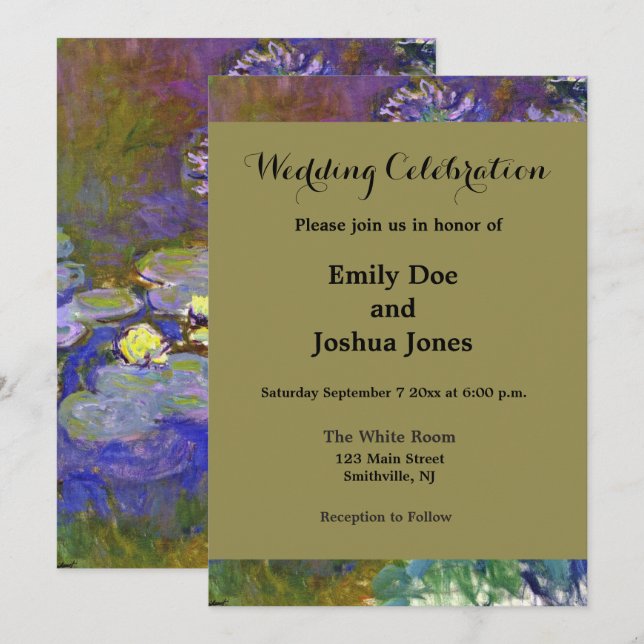 Invitación Claude Monet Water Lilies Agapanthus (Anverso / Reverso)