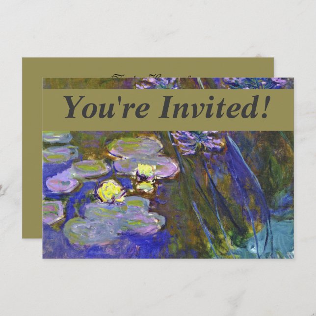 Invitación Claude Monet Water Lilies Agapanthus (Anverso / Reverso)