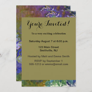 Invitación Claude Monet Water Lilies Agapanthus