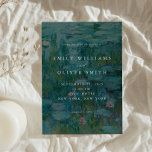 Invitación Claude Monet Water Lilies Boda Minimalista<br><div class="desc">Elegante y moderna invitación a la boda con el fondo de la pintura de Claude Monet Water Lilies.</div>