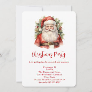 Invitación Claus de Navidad Vintage sonriendo Navidad