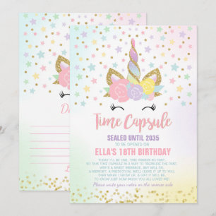 Invitación Cláusula de tiempo del libro de cumpleaños Unicorn