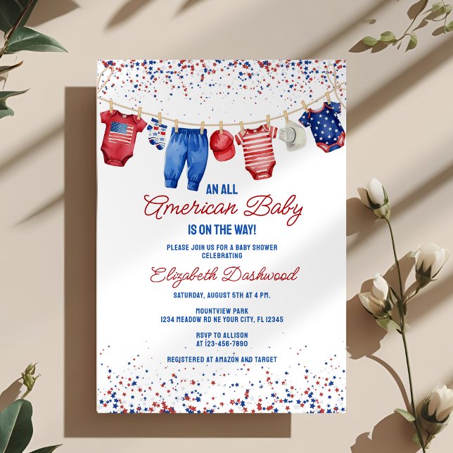 Invitación Cláusula Patriótica All American Baby Shower (Subido por el creador)