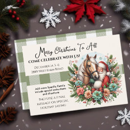 Invitación Cláusula Santa con Navidades de caballos