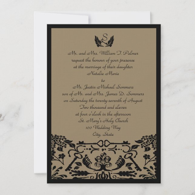 Invitación Clave para mi corazón/ Boda (Anverso)