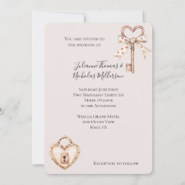 Invitación Clave Rubor Para Mi Boda Del Corazón