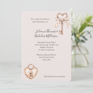 Invitación Clave Rubor Para Mi Boda Del Corazón