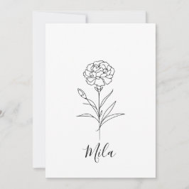 Invitación Clavel de Enero Personalizado Flor de Nacimiento